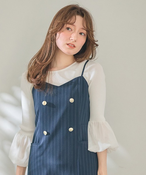 12Twelve Agenda（トゥエルブ　アジェンダ）の「チュールベルスリーブニットプルオーバー（ニット/セーター・レディース・オフホワイト/ブラック/グレー・M）」の4枚目の写真