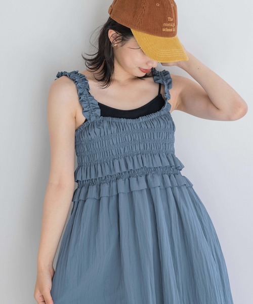 新品☆マーロンエノンフィ　シャーリングギャザーワンピース　ネイビー 新品☆マーロンエノンフィ シャーリングギャザーワンピース ネイビー