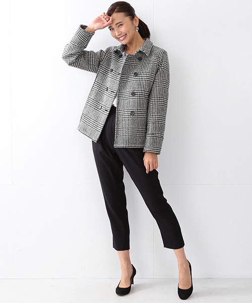 BEAMS ピーコート 緑×紺 チェック柄 Harris Tweed 【公式通販】