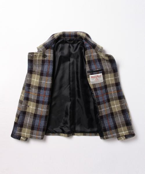 BEAMS ピーコート 緑×紺 チェック柄 Harris Tweed BEAMS ピーコート 緑×紺 チェック柄 Harris Tweed BEAMS