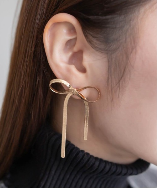 RANDA（ランダ）の「チェーンリボンピアス（ピアス（両耳用）・レディース・シルバー/ゴールド・FREE）」の10枚目の写真