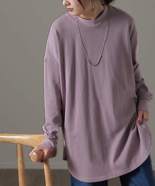 HUG.U(ハグユー)の「裾長 モックネックロンT(Tシャツ/カットソー・レディース・グレー/ナチュラル/グレイッシュブルー/ホワイト/キャメル/ラベンダー/ブラック・FREE)」の22枚目の写真