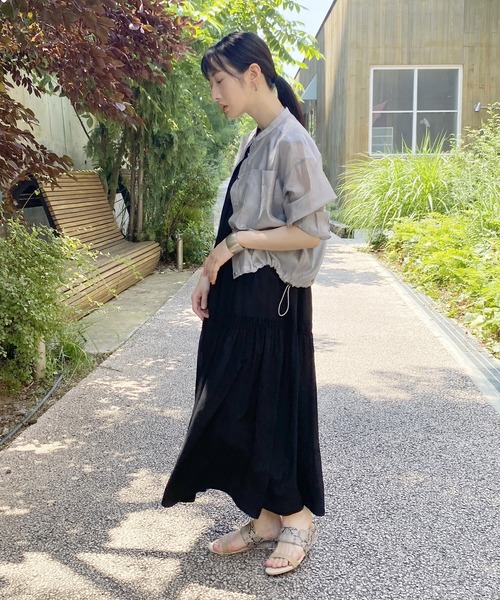 NICOLE white（ニコルホワイト）の「シアーブルゾンシャツ（ブルゾン・レディース・ブラック/カーキ/グレー・FREE）」の12枚目の写真