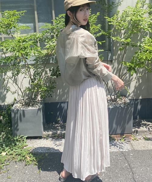 NICOLE white（ニコルホワイト）の「シアーブルゾンシャツ（ブルゾン・レディース・ブラック/カーキ/グレー・FREE）」の13枚目の写真