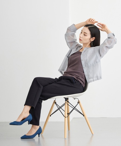 NICOLE white（ニコルホワイト）の「シアーブルゾンシャツ（ブルゾン・レディース・ブラック/カーキ/グレー・FREE）」の14枚目の写真