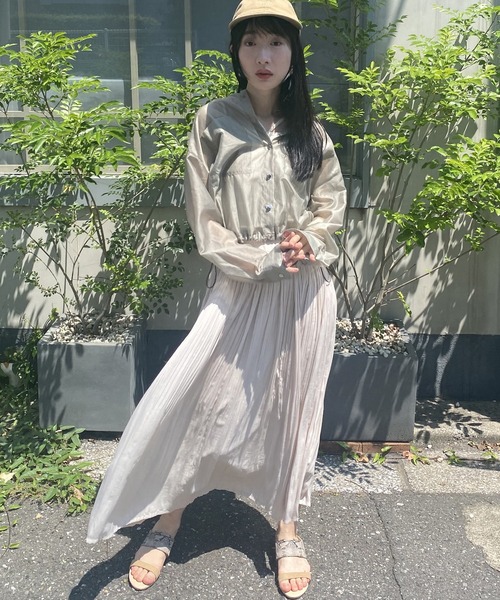 NICOLE white（ニコルホワイト）の「シアーブルゾンシャツ（ブルゾン・レディース・ブラック/カーキ/グレー・FREE）」の15枚目の写真