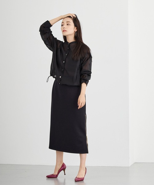 NICOLE white（ニコルホワイト）の「シアーブルゾンシャツ（ブルゾン・レディース・ブラック/カーキ/グレー・FREE）」の17枚目の写真