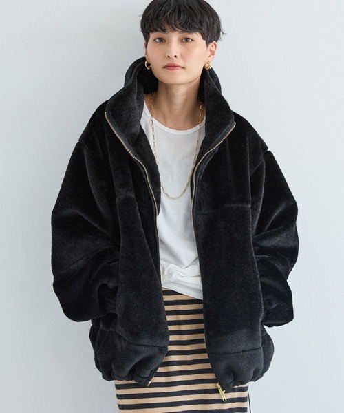 UNIVERSAL OVERALL（ユニバーサルオーバーオール）の「BARNYARDSTORM / UNIVERSAL OVERALL / FUR COAT【WEB・一部店舗限定】マシンウォッシャブル（ブルゾン・レディース・ブラウン/ベージュ系その他/ブラック・FREE）」の22枚目の写真