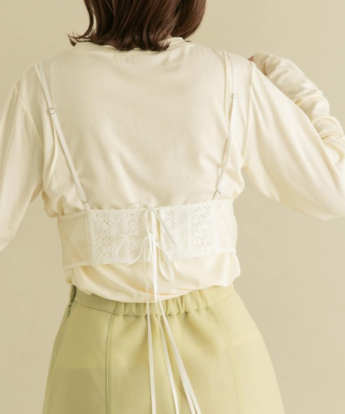 KBF(ケイビーエフ)の「BACKリボンレースコルセット(その他トップス・レディース・オフホワイト/ブラック・ONE)」の4枚目の写真