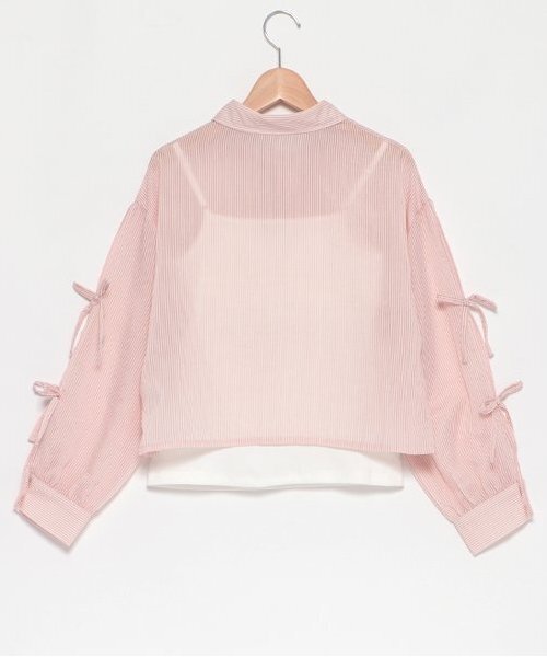 セール】インナー付袖リボンシャツ（シャツ/ブラウス