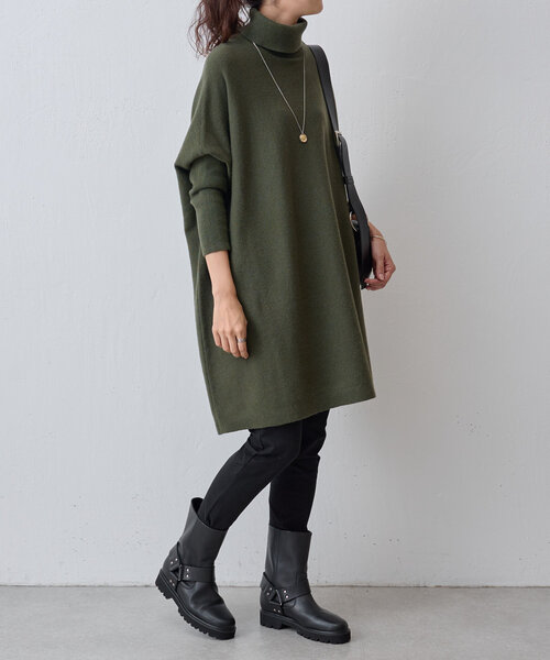 BEARDSLEY ビッグロングタートルネックニット　ビアズリー　チュニック セール】タートルビッグニット(ロング)（ニット/セーター