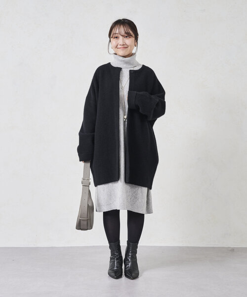 極美品✨ビアズリー BIGタートルニット ワンピース ロングニット ネイビー 極美品✨ビアズリー BIGタートルニット ワンピース ロングニット