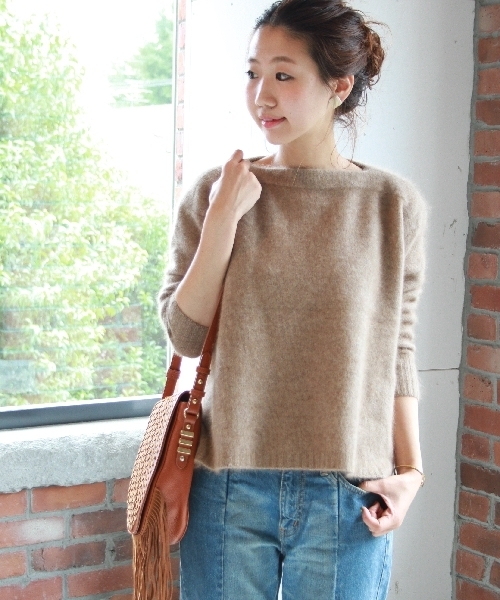 JOURNAL STANDARD（ジャーナルスタンダード）の「Hairy ボートネックプルオーバー#（ニット/セーター・レディース・グレー/アイボリー/キャメル・FREE）」の22枚目の写真