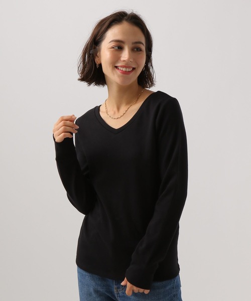 BAYFLOW(ベイフロー)の「2WAYストレッチスムースT(Tシャツ/カットソー・レディース・オフホワイト/ネイビー系/ブラック/ホワイト×ブラック/ブラウン・SMALL/MEDIUM/LARGE)」の7枚目の写真