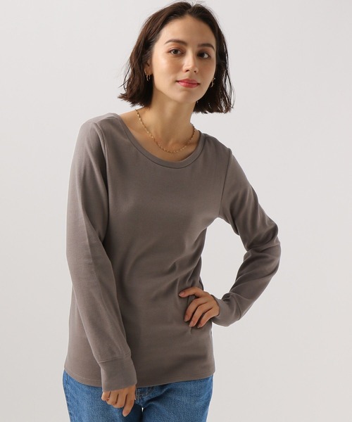 BAYFLOW(ベイフロー)の「2WAYストレッチスムースT(Tシャツ/カットソー・レディース・オフホワイト/ネイビー系/ブラック/ホワイト×ブラック/ブラウン・SMALL/MEDIUM/LARGE)」の9枚目の写真