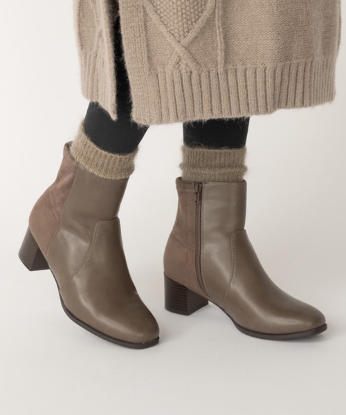 HEAL ME（ヒールミー）の「heal me ヒールミー レディース コンビミドルブーツ【滑りにくい/暖か裏起毛】 224400（ブーツ・レディース・ベージュ/ブラック/ベージュ系その他・23.0cm/22.5cm/24.0cm/23.5cm/25.5cm/25.0cm/24.5cm）」の3枚目の写真