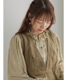TSUHARU by Samansa Mos2 | リネン襟フリルブラウス(シャツ/ブラウス)