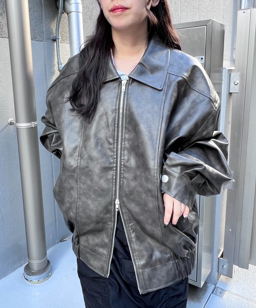 Figments(フィグメンツ)の「ヴィンテージ合皮ジャケット(ブルゾン・レディース・ブラック系その他・LARGE/X-LARGE)」の5枚目の写真