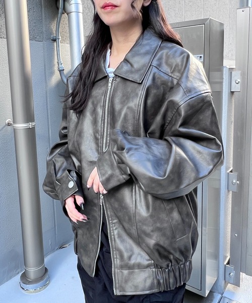 Figments(フィグメンツ)の「ヴィンテージ合皮ジャケット(ブルゾン・レディース・ブラック系その他・LARGE/X-LARGE)」の6枚目の写真
