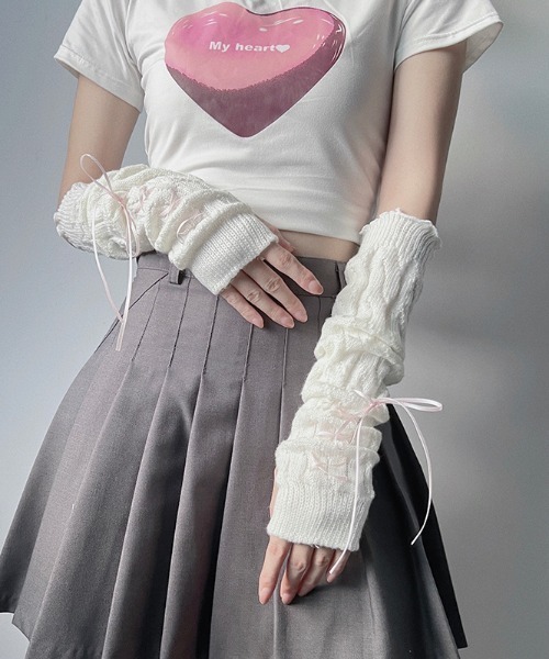 urge select】レースアップ ニット アームウォーマー（アームカバー