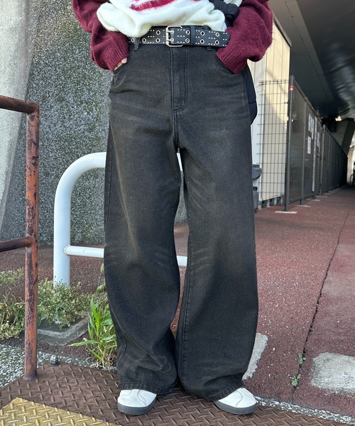 apres jour mignon（アプレジュールミニョン）の「【apresjour mignon SOIE】ユニセックスヴィンテージライクデニム【ZOZOTOWN限定アイテム】（デニムパンツ・レディース・ブラック/ブラウン・SMALL/X-LARGE/LARGE/MEDIUM）」の7枚目の写真