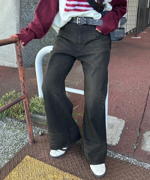 apres jour mignon（アプレジュールミニョン）の「【apresjour mignon SOIE】ユニセックスヴィンテージライクデニム【ZOZOTOWN限定アイテム】（デニムパンツ・レディース・ブラック/ブラウン・SMALL/X-LARGE/LARGE/MEDIUM）」の8枚目の写真