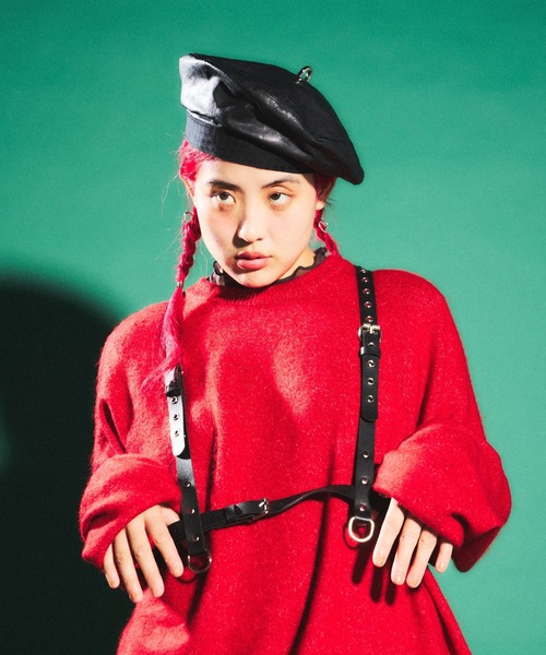 PUNYUS（プニュズ）の「もちもちカラーニット（ニット/セーター・レディース・ブラック/グレー/レッド/カーキ・1/2/4/3）」の6枚目の写真