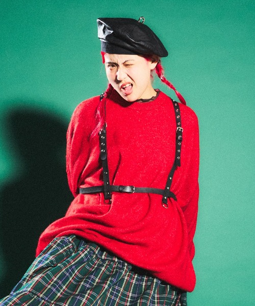 PUNYUS（プニュズ）の「もちもちカラーニット（ニット/セーター・レディース・ブラック/グレー/レッド/カーキ・1/2/4/3）」の7枚目の写真