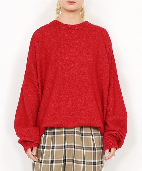 PUNYUS（プニュズ）の「もちもちカラーニット（ニット/セーター・レディース・ブラック/グレー/レッド/カーキ・1/2/4/3）」の12枚目の写真