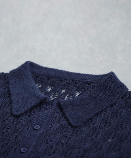 antiqua(アンティカ)の「透かし編みシャツニット(ニット/セーター・レディース・ブラック/ネイビー・ONESIZE)」の20枚目の写真