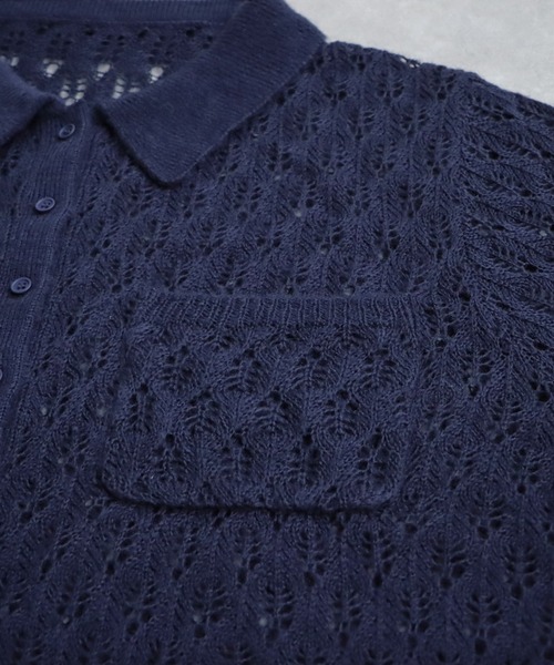 antiqua(アンティカ)の「透かし編みシャツニット(ニット/セーター・レディース・ブラック/ネイビー・ONESIZE)」の22枚目の写真