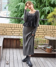 mysty woman | フェザーキャミセットニットワンピース 242419(ワンピース)