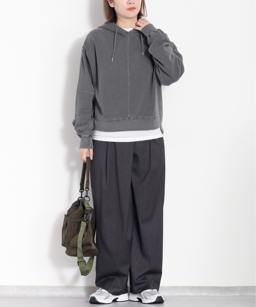 cepo(セポ)の「〈低身長サイズあり〉ウエストラップデザインイージーワイドパンツ(スラックス・レディース・グレー系その他/チャコール/キャメル・S/M)」の14枚目の写真