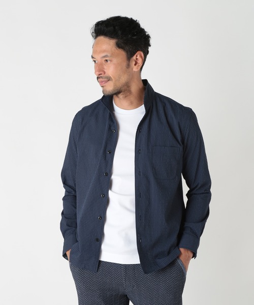 MEN'S BIGI(メンズビギ)の「ワイヤー入りスタンドカラーシャツ(シャツ/ブラウス・メンズ・グリーン/グレー/ネイビー・01/02/03/04)」の3枚目の写真