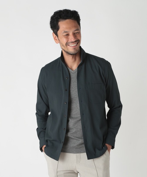 MEN'S BIGI(メンズビギ)の「ワイヤー入りスタンドカラーシャツ(シャツ/ブラウス・メンズ・グリーン/グレー/ネイビー・01/02/03/04)」の2枚目の写真