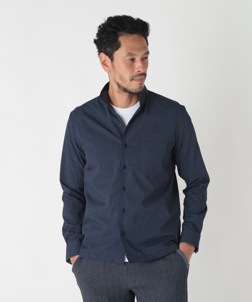 MEN'S BIGI(メンズビギ)の「ワイヤー入りスタンドカラーシャツ(シャツ/ブラウス・メンズ・グリーン/グレー/ネイビー・01/02/03/04)」の10枚目の写真