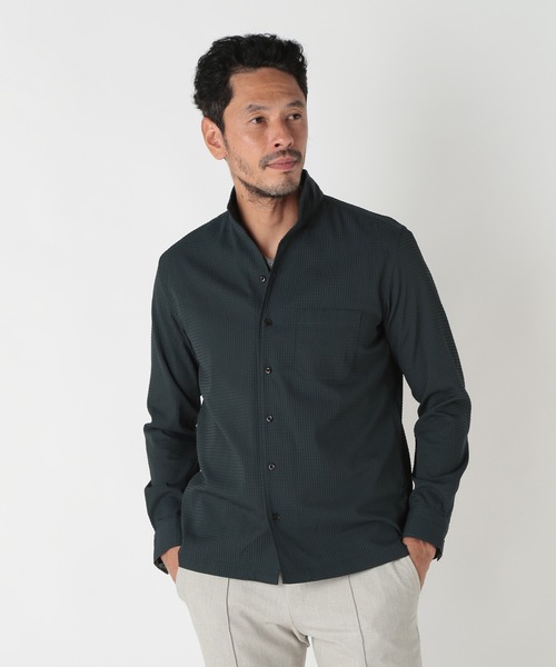 MEN'S BIGI(メンズビギ)の「ワイヤー入りスタンドカラーシャツ(シャツ/ブラウス・メンズ・グリーン/グレー/ネイビー・01/02/03/04)」の9枚目の写真