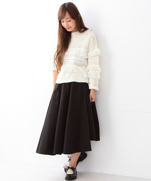 Ray BEAMS（レイビームス）の「Ray BEAMS / アシメヘムフレアースカート（スカート・レディース・ブラック/ネイビー・0/1）」の8枚目の写真