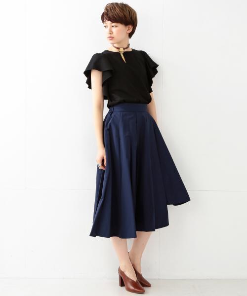 Ray BEAMS（レイビームス）の「Ray BEAMS / アシメヘムフレアースカート（スカート・レディース・ブラック/ネイビー・0/1）」の5枚目の写真