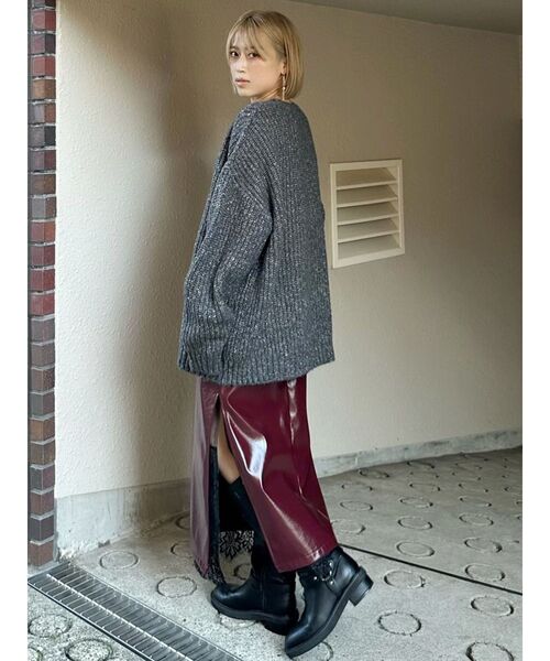 MURUA（ムルーア）の「フェイクパテントレザースカート（スカート・レディース・ブラック/ワイン・1/2）」の14枚目の写真