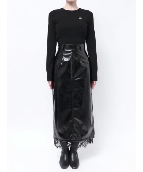 MURUA（ムルーア）の「フェイクパテントレザースカート（スカート・レディース・ブラック/ワイン・1/2）」の4枚目の写真