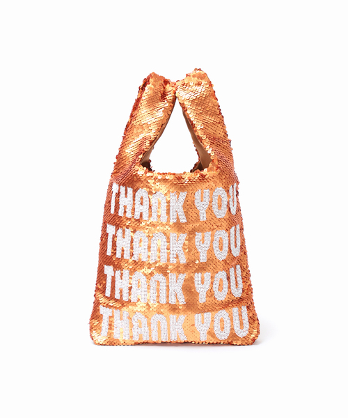 FRAMeWORK（フレームワーク）の「BALMYDAYS 別注THANK YOUスパンコールバッグ（ハンドバッグ・レディース・オレンジ/ホワイト・FREE）」の13枚目の写真
