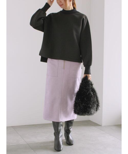 Te chichi(テチチ)の「ソフトスエードフロントジップタイトスカート(スカート・レディース・ピンク/チャコールグレー/オフホワイト・F)」の10枚目の写真