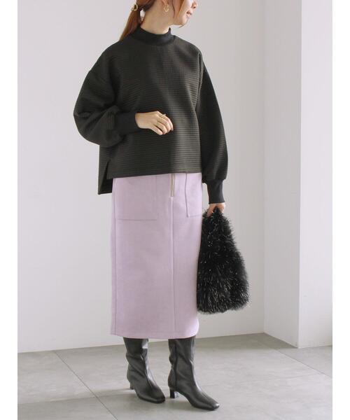 Te chichi(テチチ)の「ソフトスエードフロントジップタイトスカート(スカート・レディース・ピンク/チャコールグレー/オフホワイト・F)」の9枚目の写真