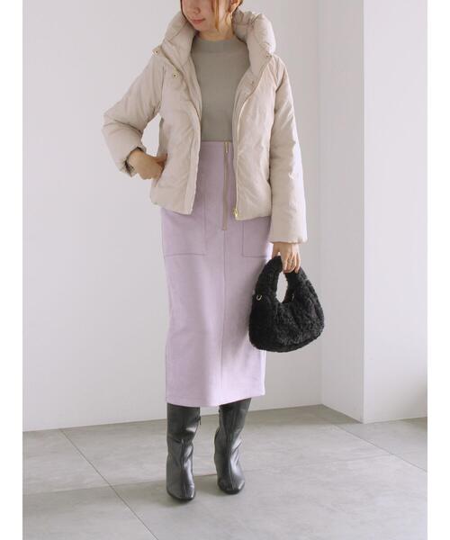 Te chichi(テチチ)の「ソフトスエードフロントジップタイトスカート(スカート・レディース・ピンク/チャコールグレー/オフホワイト・F)」の7枚目の写真