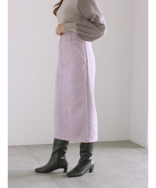 Te chichi(テチチ)の「ソフトスエードフロントジップタイトスカート(スカート・レディース・ピンク/チャコールグレー/オフホワイト・F)」の11枚目の写真