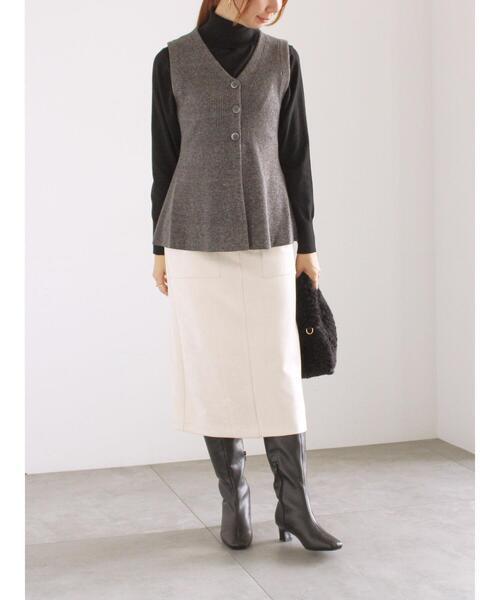 Te chichi(テチチ)の「ソフトスエードフロントジップタイトスカート(スカート・レディース・ピンク/チャコールグレー/オフホワイト・F)」の20枚目の写真