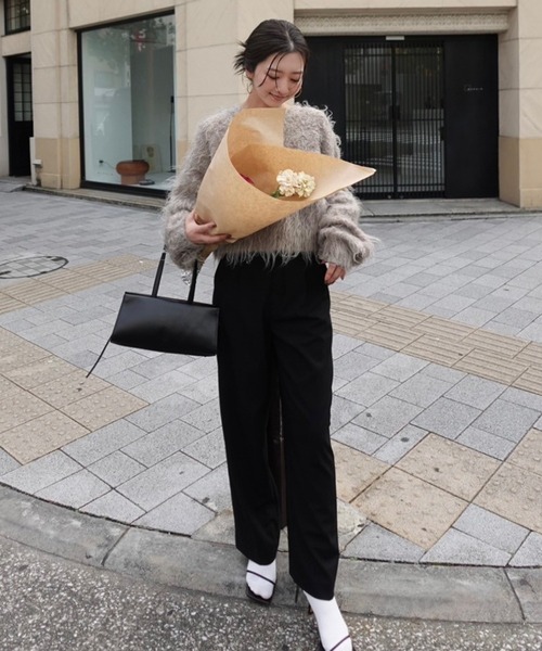 ENC（エンク）の「teddybear shaggy cropped pullover / テディベアーシャギークロップドプルオーバー（ニット/セーター・レディース・ブラウン系その他/ダークグレー/オートミール・FREE）」の11枚目の写真