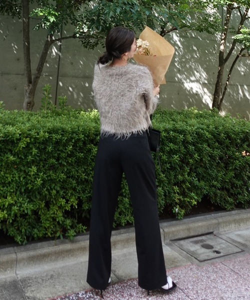 ENC（エンク）の「teddybear shaggy cropped pullover / テディベアーシャギークロップドプルオーバー（ニット/セーター・レディース・ブラウン系その他/ダークグレー/オートミール・FREE）」の13枚目の写真