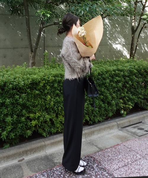 ENC（エンク）の「teddybear shaggy cropped pullover / テディベアーシャギークロップドプルオーバー（ニット/セーター・レディース・ブラウン系その他/ダークグレー/オートミール・FREE）」の14枚目の写真